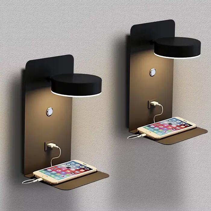 Mur LED lampe avec interrupteur et Port de chargement USB moderne 9W noir blanc allée chambre chevet