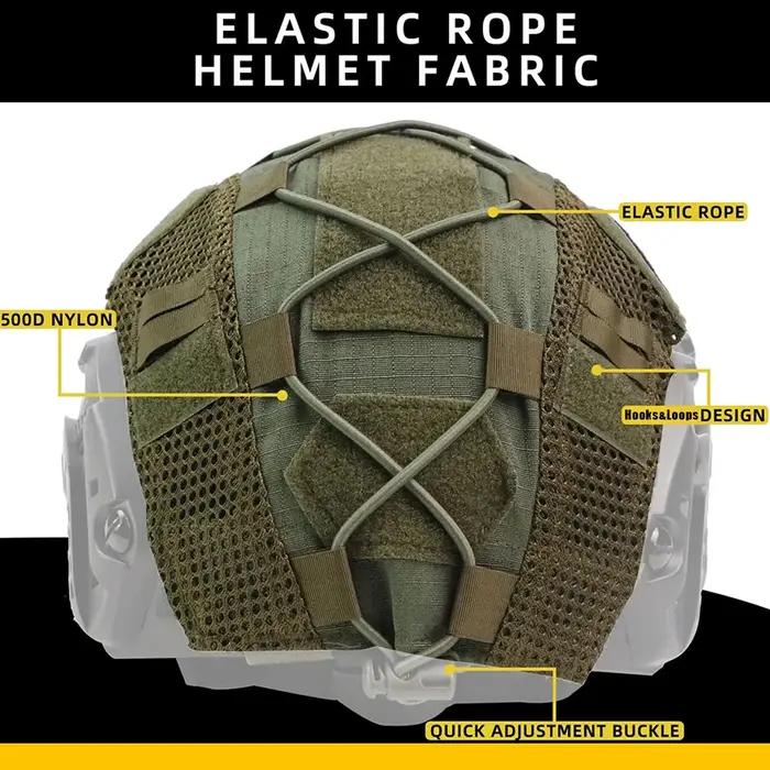 Housse de casque tactique avec poche filet : protection et rangement pour casques de chasse et paintball