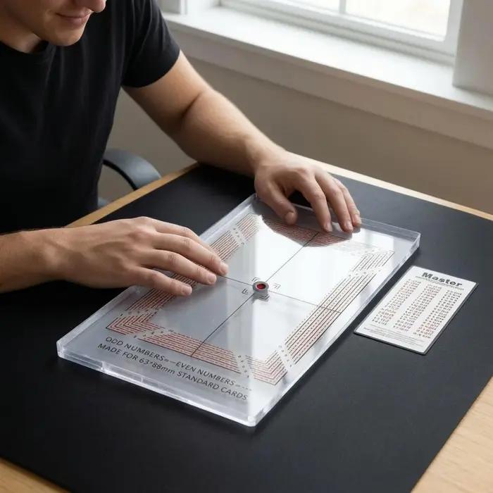 Outil de centrage avec marquages rouges à trait, planche de centrage pour cartes à collectionner, cible à croix, accessoires pour collectionneurs