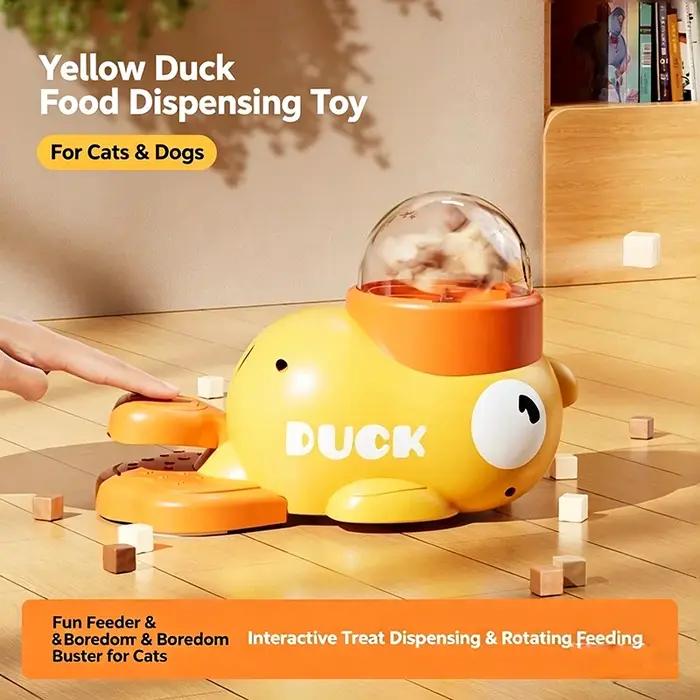 Distributeur Interactif de Friandises pour Animaux de Compagnie en Forme de Canard Jaune