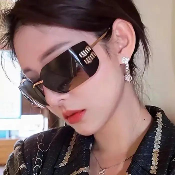 Lunettes de soleil rétro sans monture, design luxueux en métal, lunettes de soleil pour femmes de ha