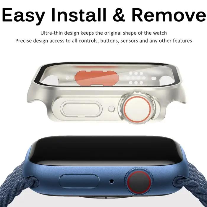 Verre trempé + coque pour Apple Watch 44mm 45mm 41mm 40mm - protection écran iWatch séries 9 8 7 SE 6 5 4
