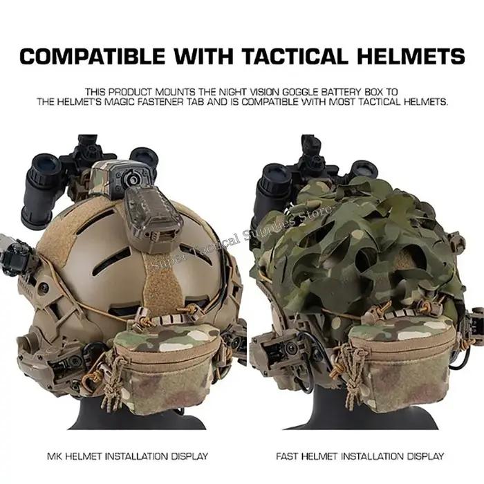 Poche arrière casque tactique rangement batterie contrepoids NVG airsoft chasse équipement MOLLE