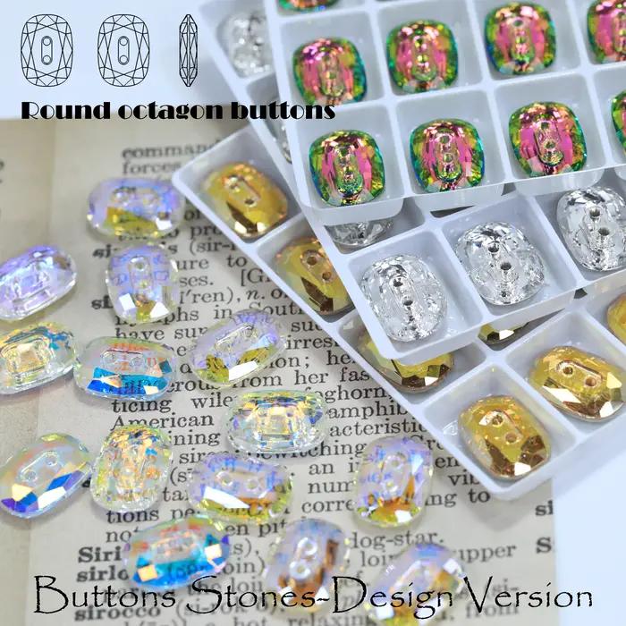 Boutons ronds octogonaux en cristal effet pierre pour vêtements DIY et décoration de mariage élégants occasions spéciales