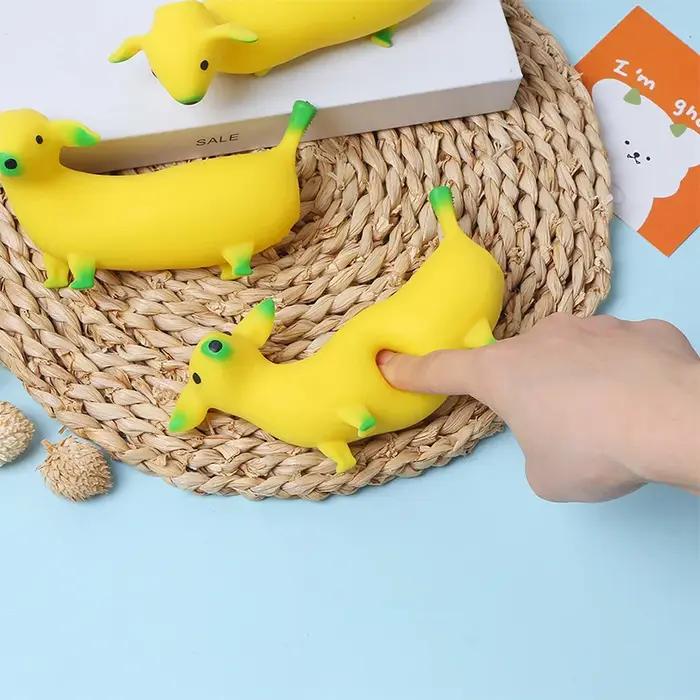 Jouet sensoriel chien banane anti-stress latex pour détente et décoration bureau occasions spéciales