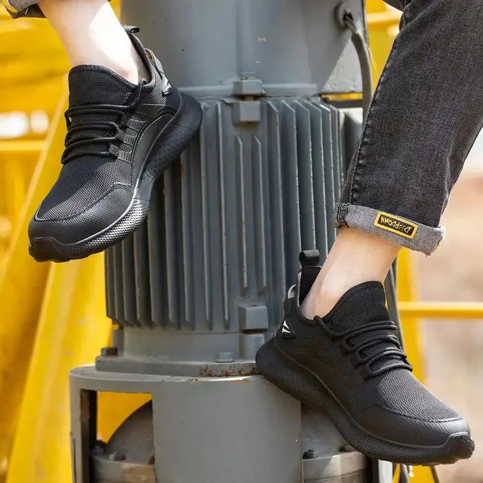 Bottes de sécurité pour hommes protection respirante anti-écrasement bout en acier baskets de travail construction confortables robustes