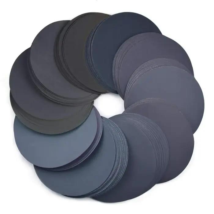 Disques de ponçage floqués humides et secs, 6 pouces, 150MM, crochet et boucle en carbure de siliciu