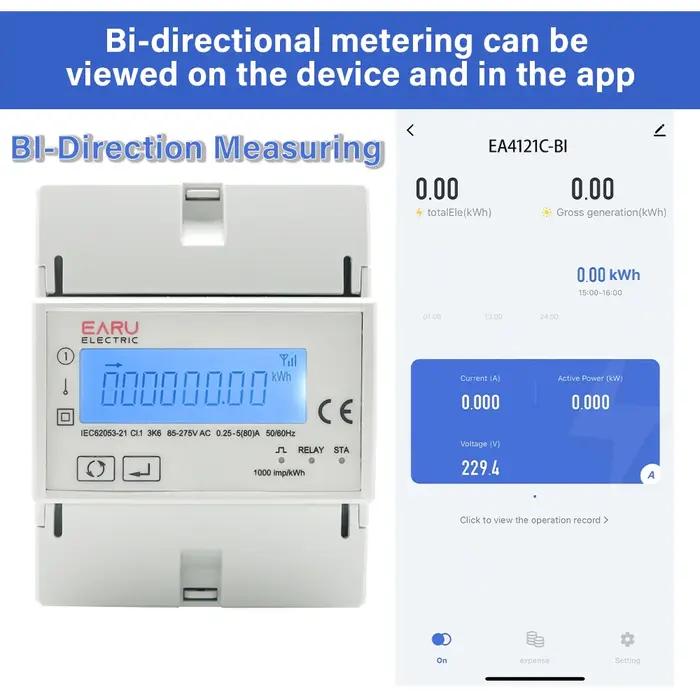 Moniteur de compteur d'énergie bidirectionnel triphasé, prise en charge du wattmètre, commutateur de