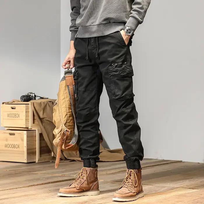 Jogger cargo militaire homme vert techwear - Pantalon de sport multi-poches style Y2K