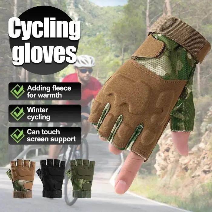 Gants de chasse demi-doigt mitaines absorbant chocs pour vélo paintball tir outdoor