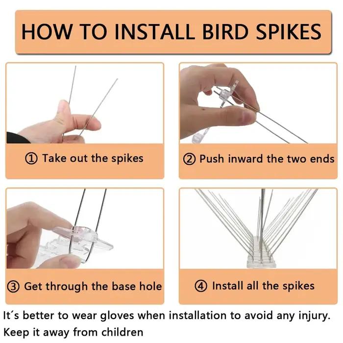 12 pièces pointes de Pigeon en acier inoxydable répulsif pour oiseaux ensemble dissuasion Anti oiseau Pigeon écureuil chats répulsif pour toit de clôture de jardin