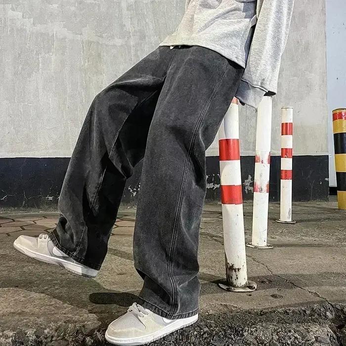 Jean ample pour hommes, Streetwear, Style coréen, mode, ample, droit, jambes larges, vêtements de ma