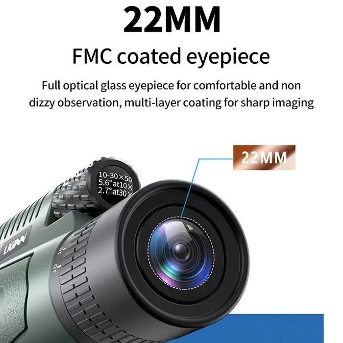 Télescope spotting scope 10-30x50 avec adaptateur smartphone et trépied pour chasse et astronomie
