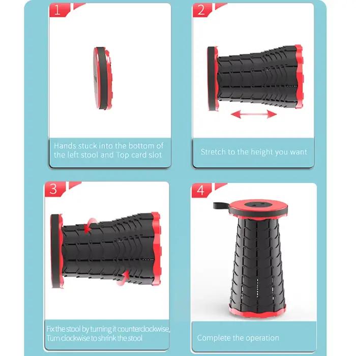 Tabouret télescopique pliant Portable, chaise de file d'attente de métro en plastique léger, chaise