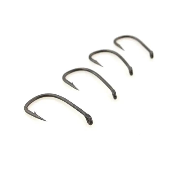 Hameçon barbelé en acier à haute teneur en carbone, revêtement en PTFE, avec œil, accessoires de pêc