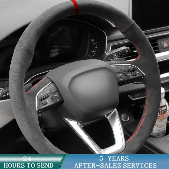 Housse de volant de voiture personnalisée en daim antidérapant, accessoires de voiture tressés origi
