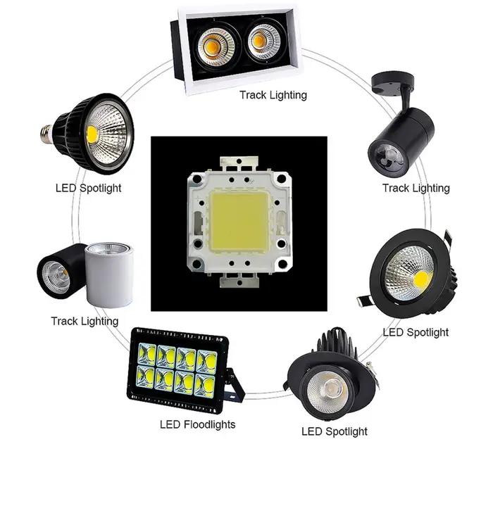 Puce COB LED 10W 20W 30W 50W 100W, blanc chaud, haute qualité, pour projecteur à faisceau large, à m
