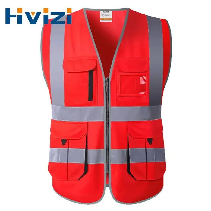 Gilet de Travail en Polyester Tricoté Sécurité Haute Visibilité Occasions Spéciales Jaune Rouge Or Orange