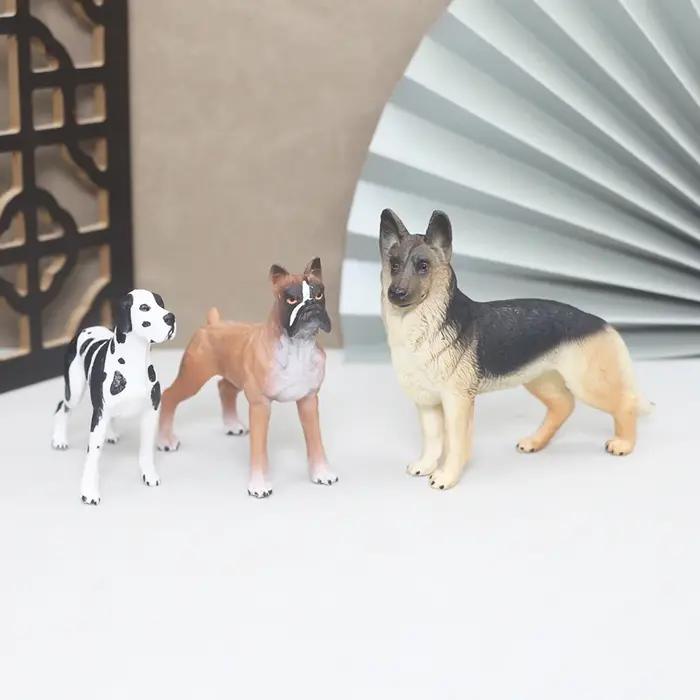 Multi races Miniature Boxer bouledogue Schnauzer chiot chien Animal Figurine modèle Figurines jouet pour animaux de compagnie décoration de la maison ornement
