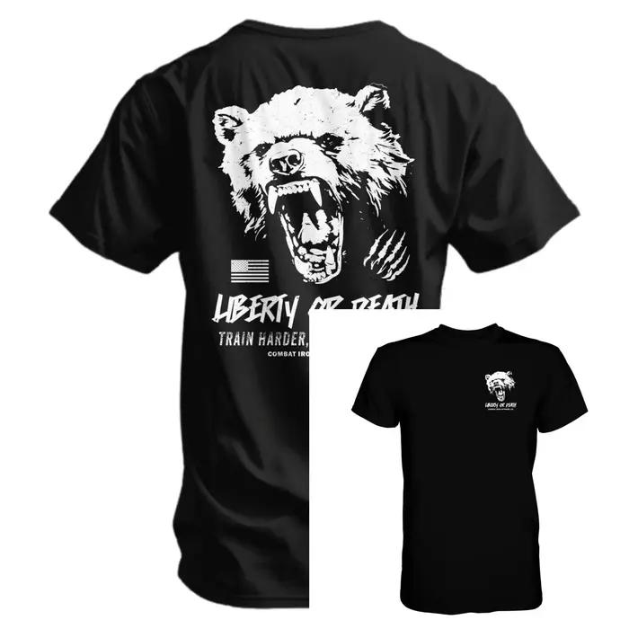 T-shirt pour homme Liberty or Death Fight Like Hell - T-shirt militaire Combat Iron - Convient pour