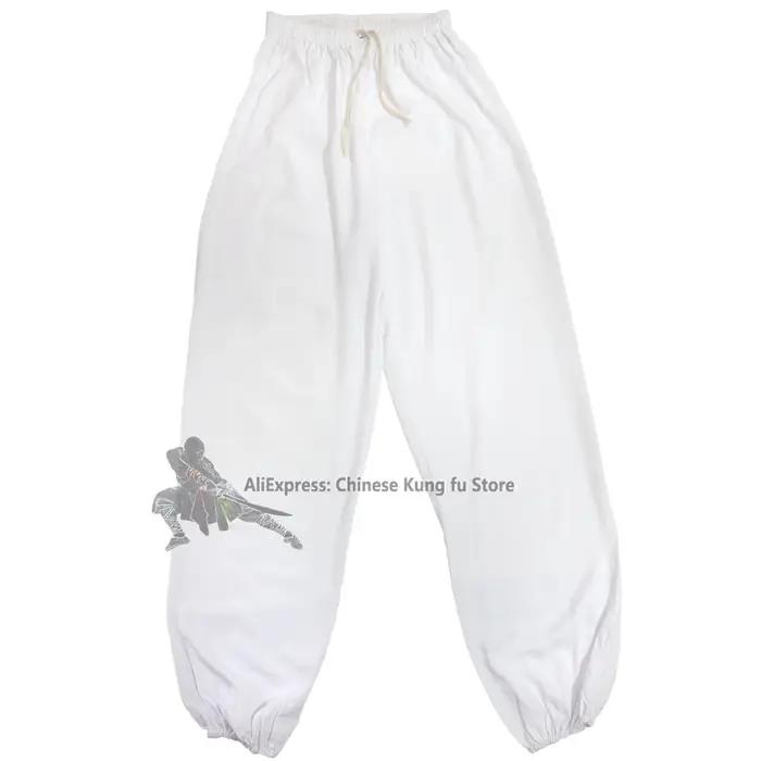 Pantalons en coton pour enfants et adultes, Kung fu Tai chi, arts martiaux, Wing Chun, noir et blanc