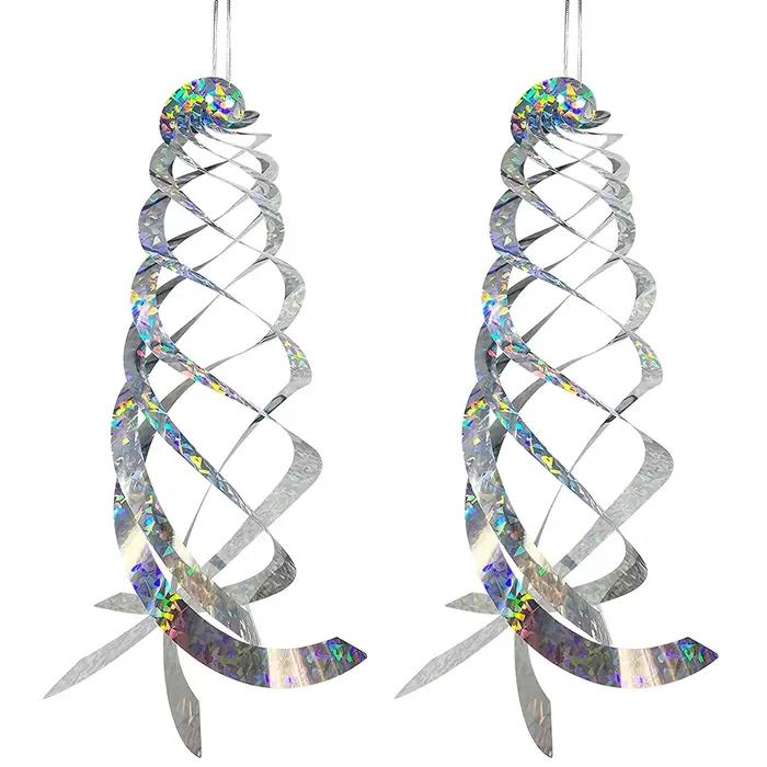 Répulsifs spirales réfléchissants pour oiseaux, 2 pièces, dissuasifs suspendus, empêchent les pigeon