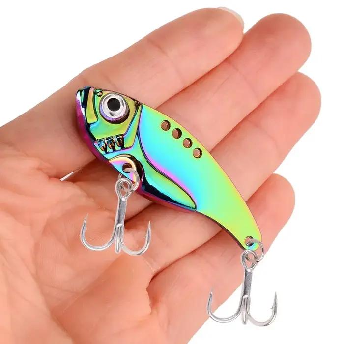 Leurre métallique vibrant rigide coloré avec cuillère, appât artificiel idéal pour la pêche à la cig