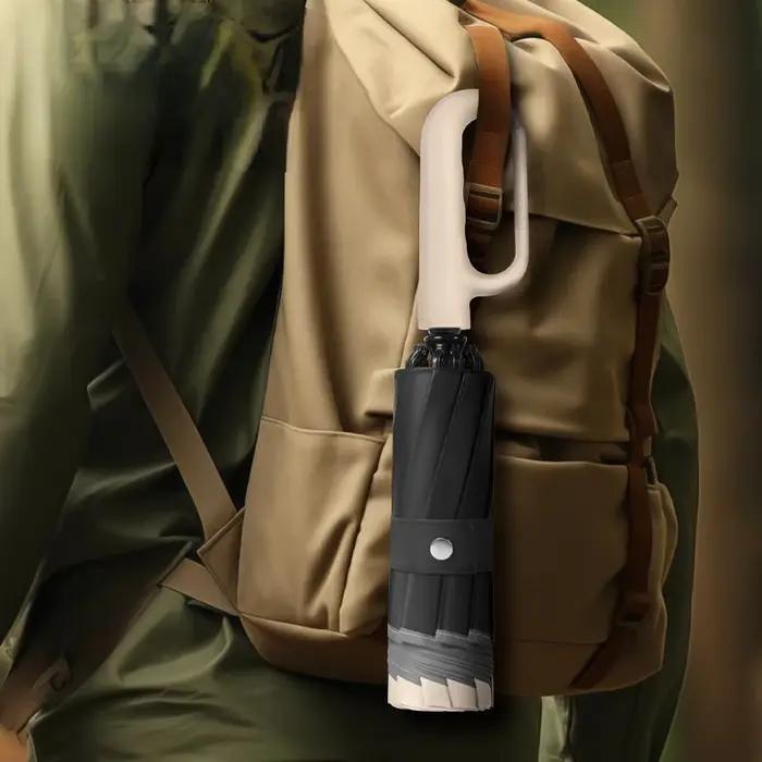 Parapluie pliant inversé entièrement automatique pour hommes et femmes, avec boucle 60K, avec bande