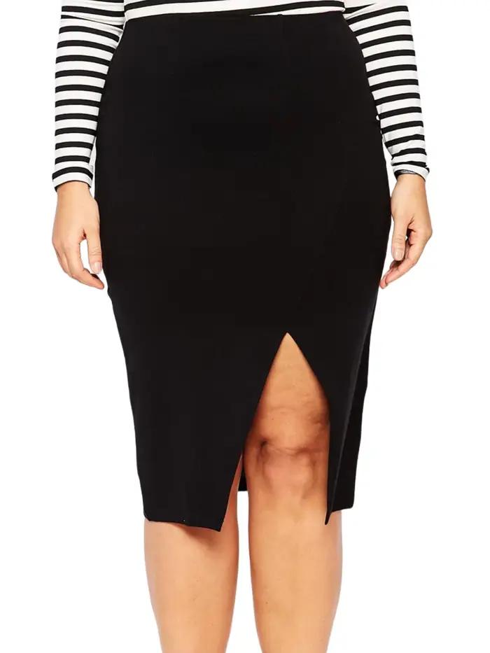 Femmes grande taille été printemps élégant jupe Midi taille élastique Sexy jupe portefeuille noir jupe moulante grande taille vêtements 7XL 8XL