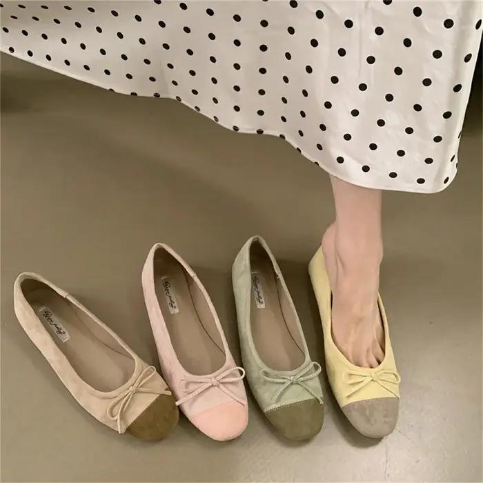 Bailamos 2026 – Nouvelles Ballerines Décontractées pour Femmes en Velours Doux, Élégantes, à Bout Ro