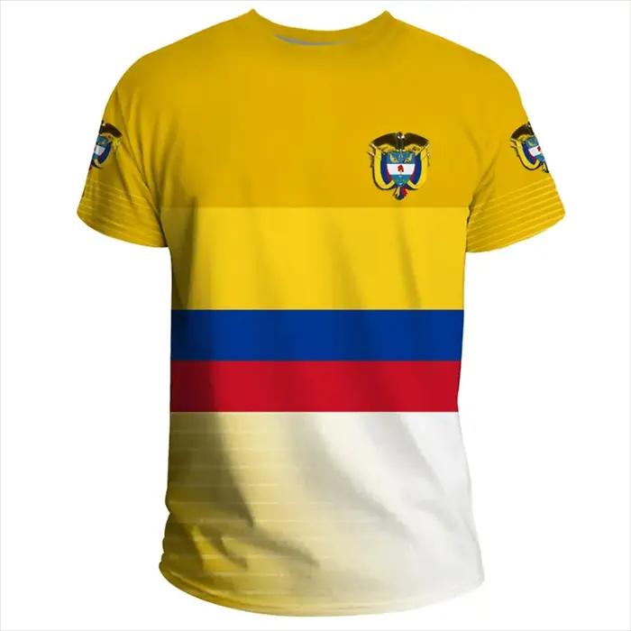 Columbia hommes T-shirt décontracté ample col rond drapeau colombien à manches courtes hauts t-shirts vêtements