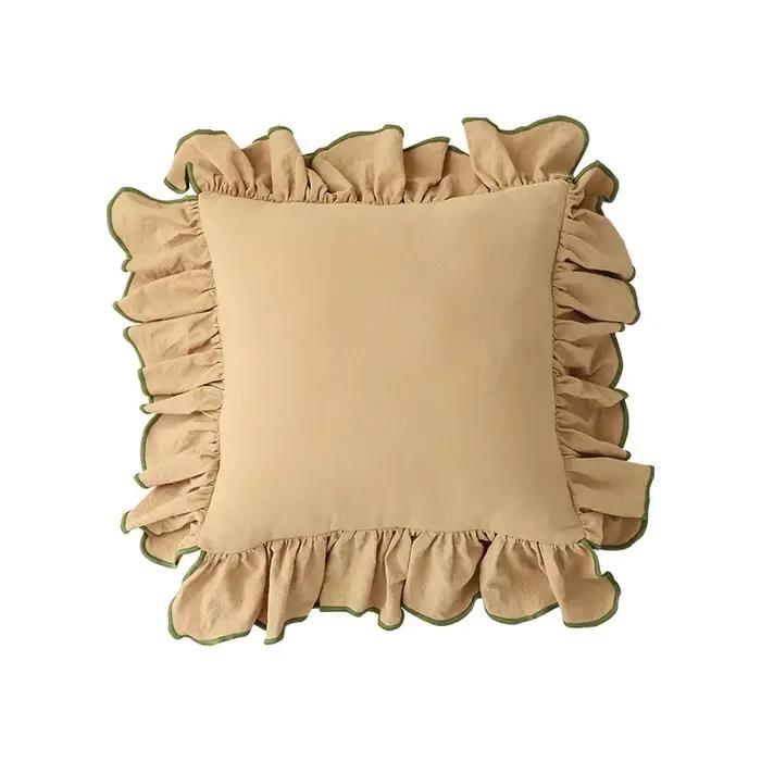 Juste de coussin à volants en coton pour la décoration de la maison