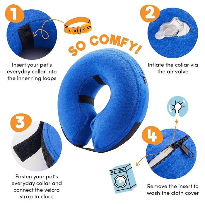 Collier de protection gonflable souple pour chiens de petite