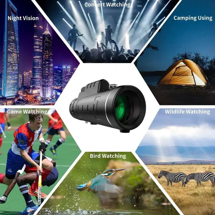 Monoculaire télescope 40x60 HD professionnel vision nocturne puissant étanche zoom poche smartphone chasse