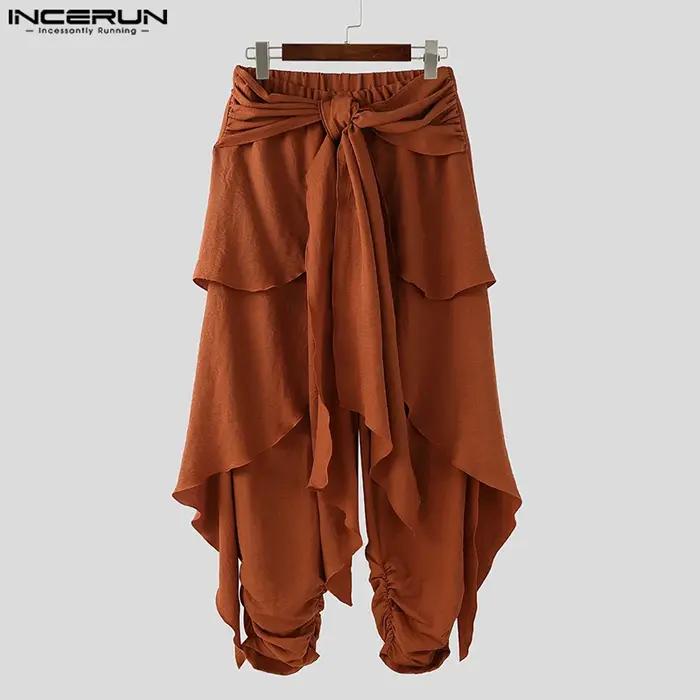 Mode INCERUN été printemps hommes pantalons décontractés sarouel plissé