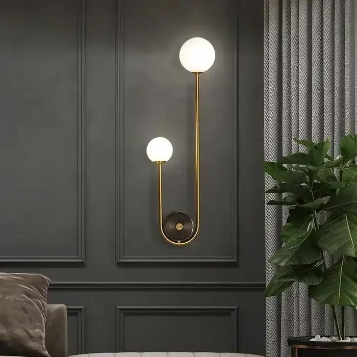 Moderne chambre chevet applique murale lampe boule de verre LED or décor à la maison salon couloir é