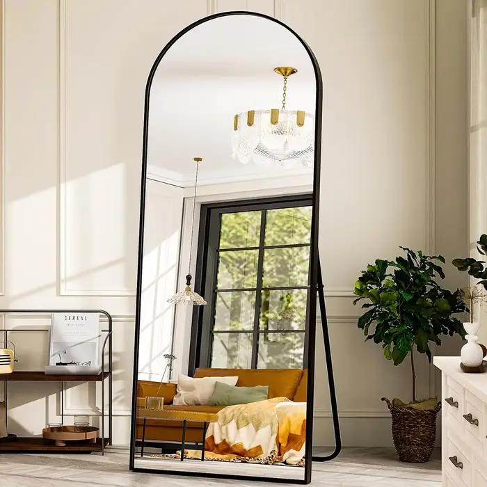 Miroir pleine longueur arqué 26 x 71 en verre de haute qualité or noir pour chambre salon salle de bain élégant à offrir occasions spéciales