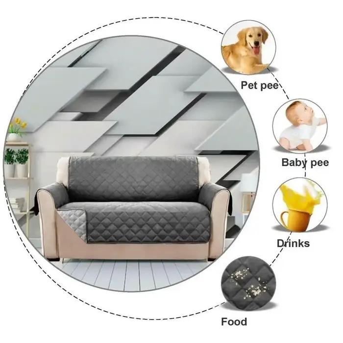 Housse de canapé matelassée anti-usure en polyester blanc corail grenat pour canapé deux places automne hiver confortable durable