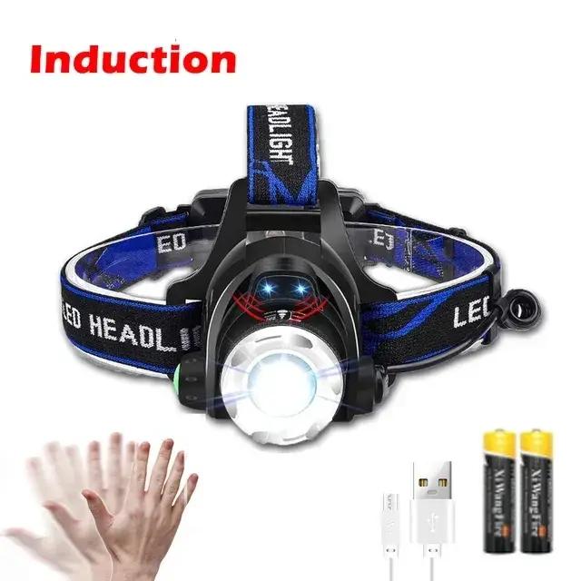Lampe frontale LED puissante à Induction