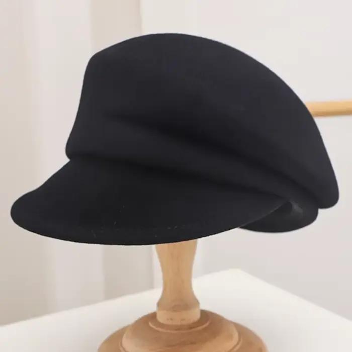 Chapeau de journal en laine asymétrique haut de gamme pour femmes, chapeau octogonal d'automne et d'