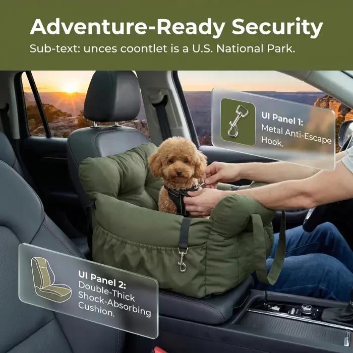 Siège auto pour chien avec ceinture de sécurité - Lit de voiture antidérapant pour petits chiens