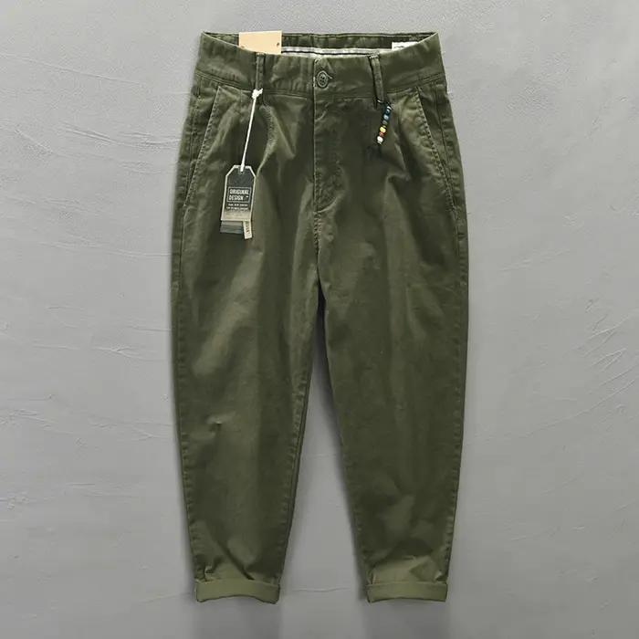 Pantalon Cargo Homme HIQOR Printemps-Automne 2026 en Coton Couleur Unie Style Vintage avec Perles – Vêtement Streetwear