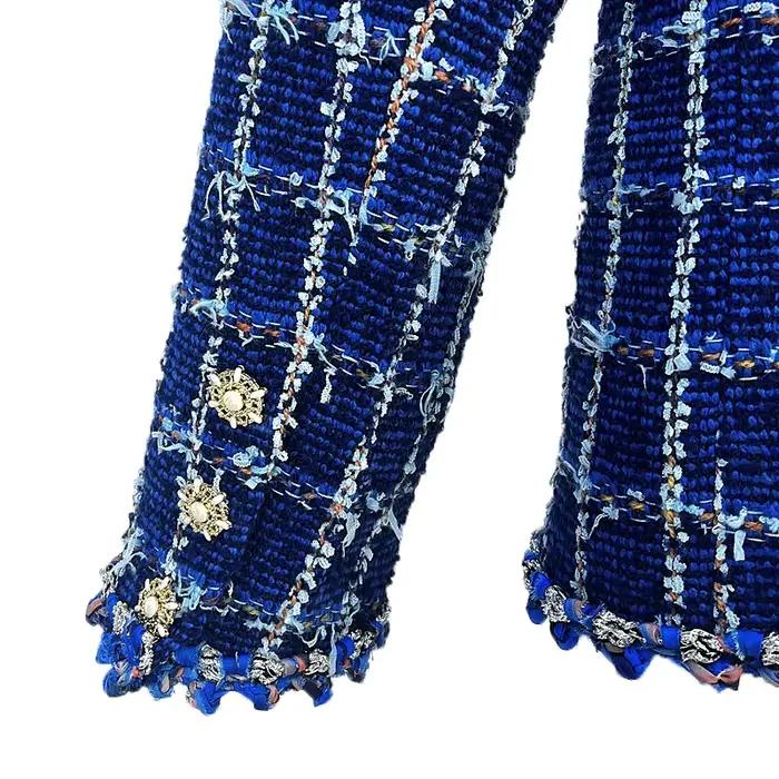 2025 à la mode et élégant col rond léger luxe socialite haut de gamme tempérament design sens tweed