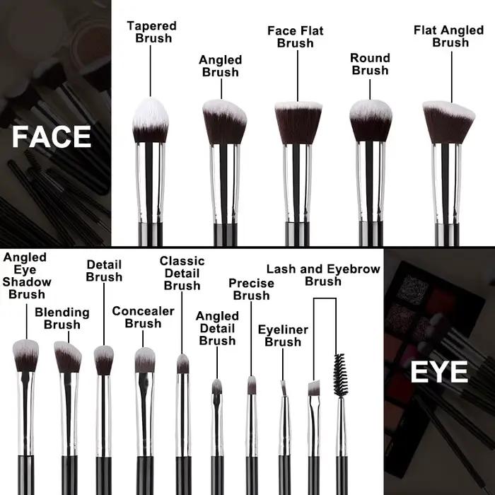 Ensemble professionnel de 14 pinceaux de maquillage doux et moelleux pour fond de teint, fard à paup
