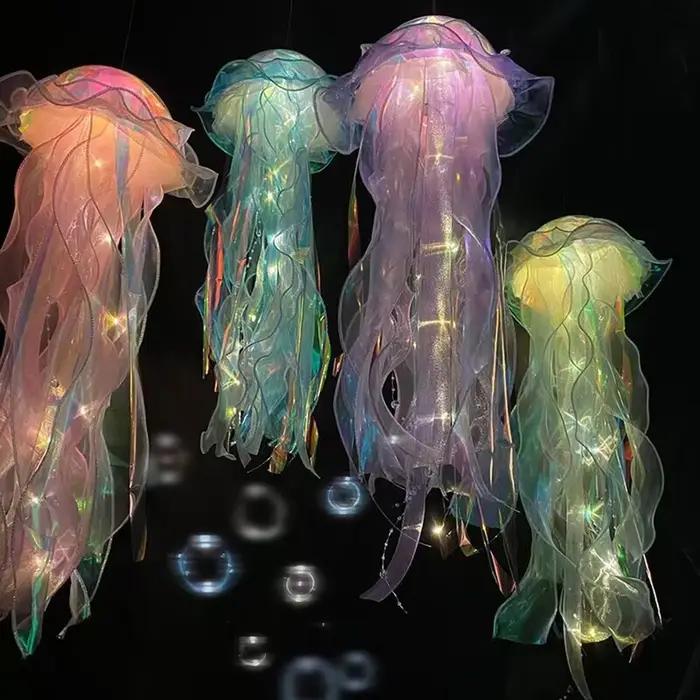 5-1 pièces RGB méduse lampe colorée veilleuse méduse atmosphère lumière lampe suspendue plafond lant