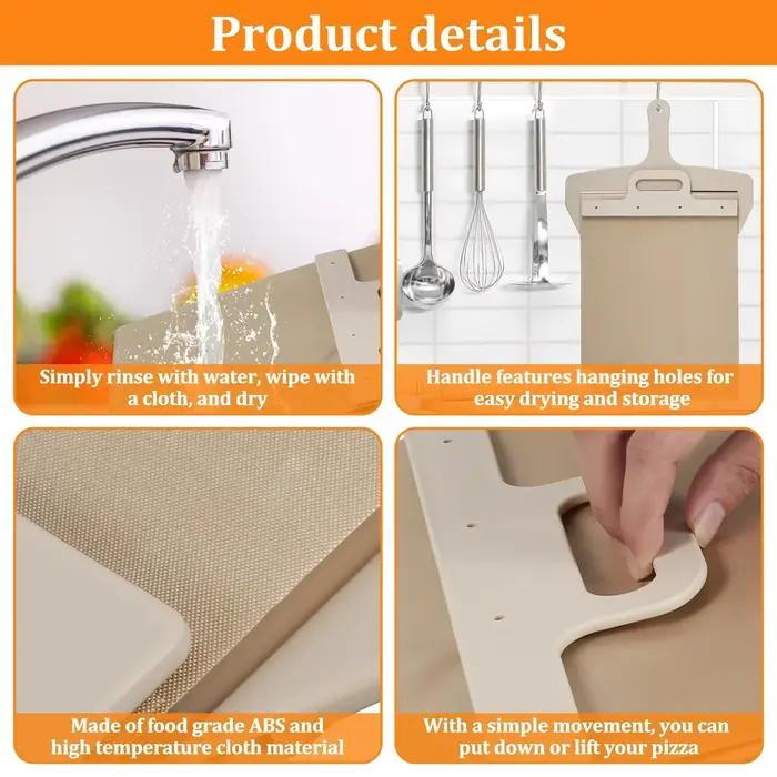 Pelle à pizza portable antiadhésive avec glissière en tissu haute température pour pizza et pâtisserie, outil de cuisine pour transfert facile et précision en boulangerie et restaurant