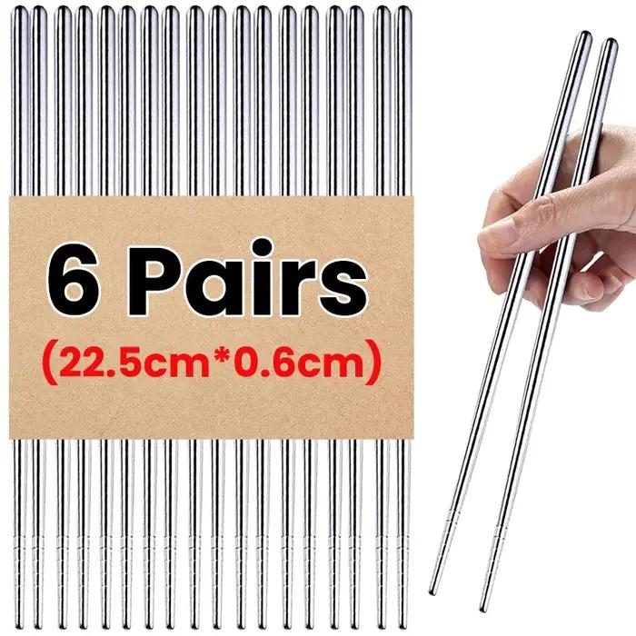 Baguettes en acier inoxydable réutilisables, japonaises, coréennes, chinoises, Sushi, aliments, bâto