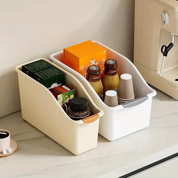 Ensemble de bacs de rangement en plastique incurvés-boîtes d'organisation polyvalentes pour fournitures de nettoyage et essentiels ménagers
