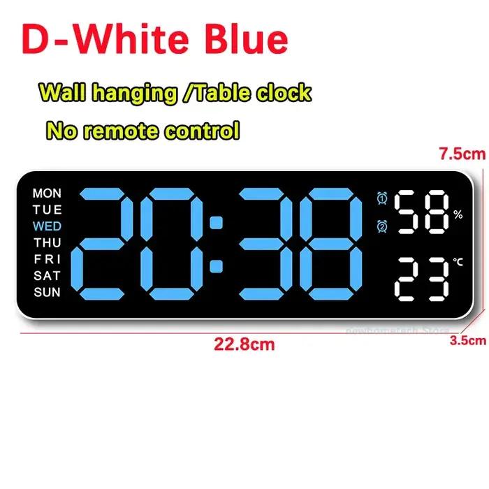 Horloge murale numérique grand écran LED affichage de la température et de l'humidité réveil électronique décoration