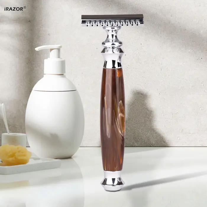 IRAZOR – rasoir de sécurité classique à Double tranchant pour hommes, avec 10 lames Premium et manch
